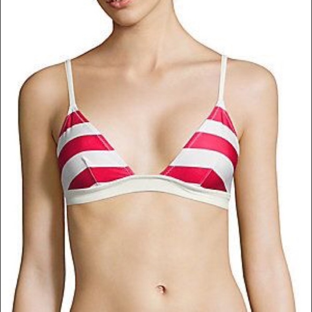 Solid and striped raspberry Morgan bikini top xs